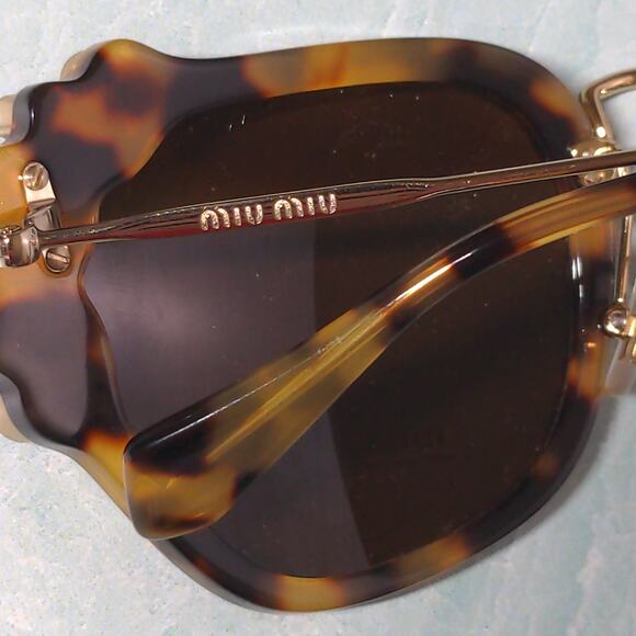 Miu Miu Light Havana Brown Sunglasses Jeweled Cat Eye 100% UV Protection main image 8